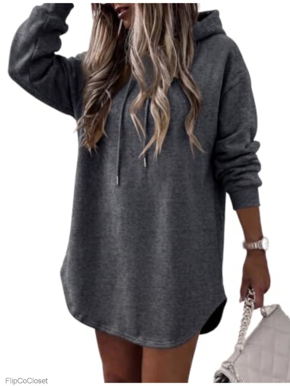 Oversized Hoodie Dress Long Sleeve Pullover Tunic Sweatshirt